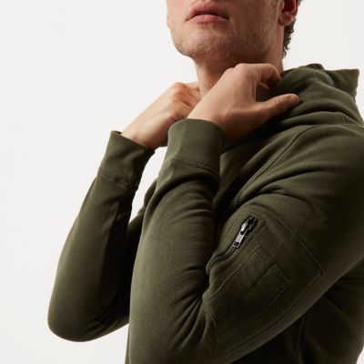 Dark green zip sleeve hoodie